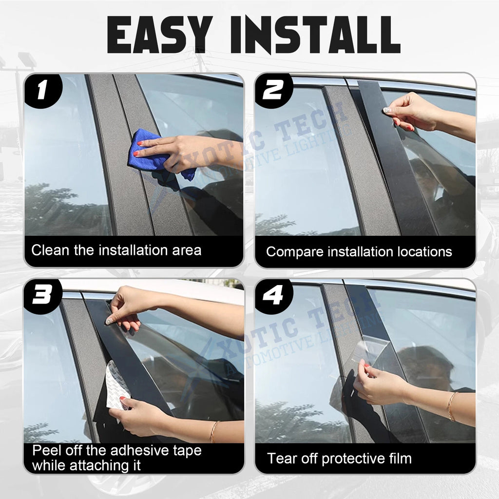 Window Trim for Honda Accord Civic CR-V (2018-2022) Glossy Black