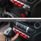 Set of 4 Red Console Control Button Trims for Ford Mustang (2015–2018)