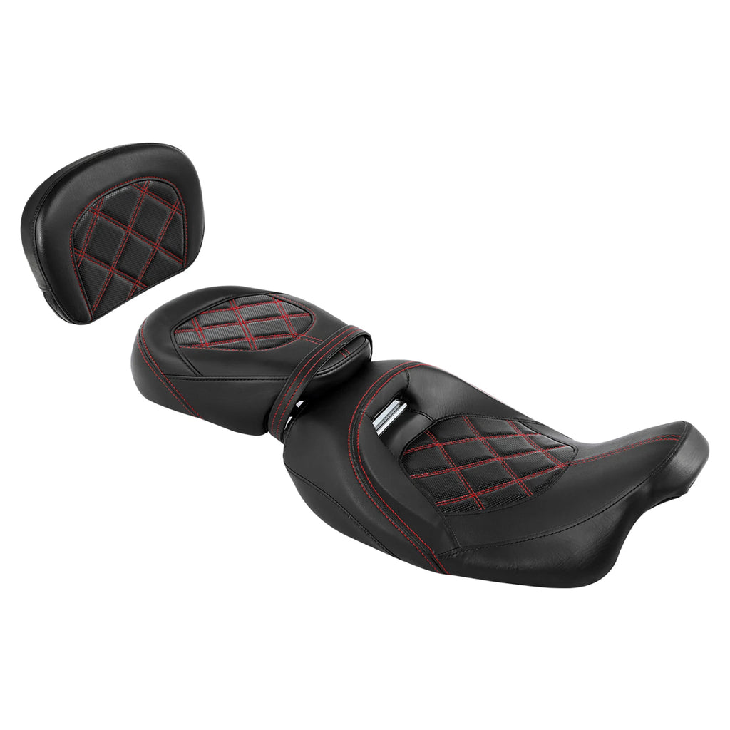 Rider Passenger Seat & Backrest Pad for Harley Touring Street Road Glide (2009–2023)