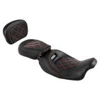 Rider Passenger Seat & Backrest Pad for Harley Touring Street Road Glide (2009–2023)