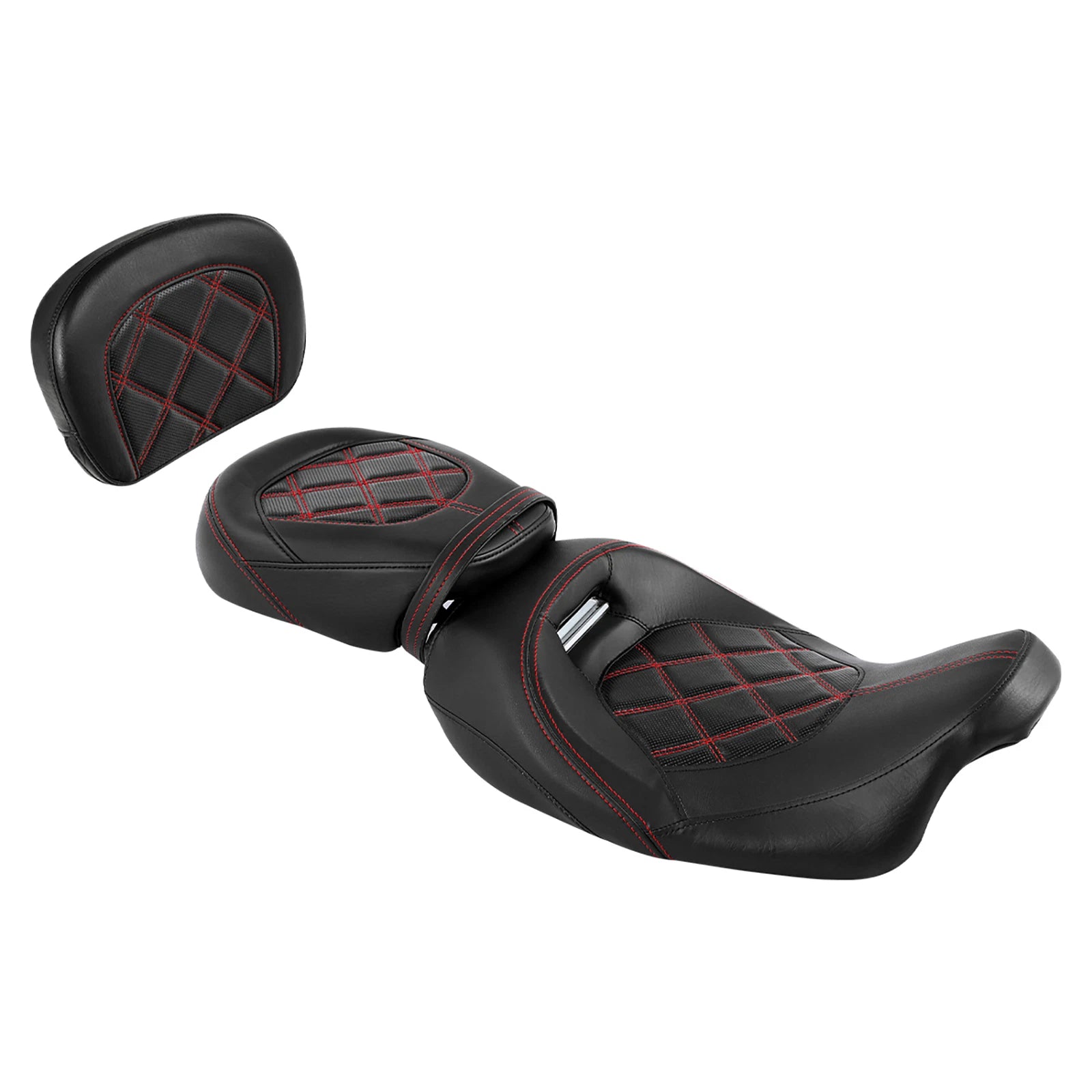 Rider Passenger Seat & Backrest Pad for Harley Touring Street Road Glide (2009–2023)