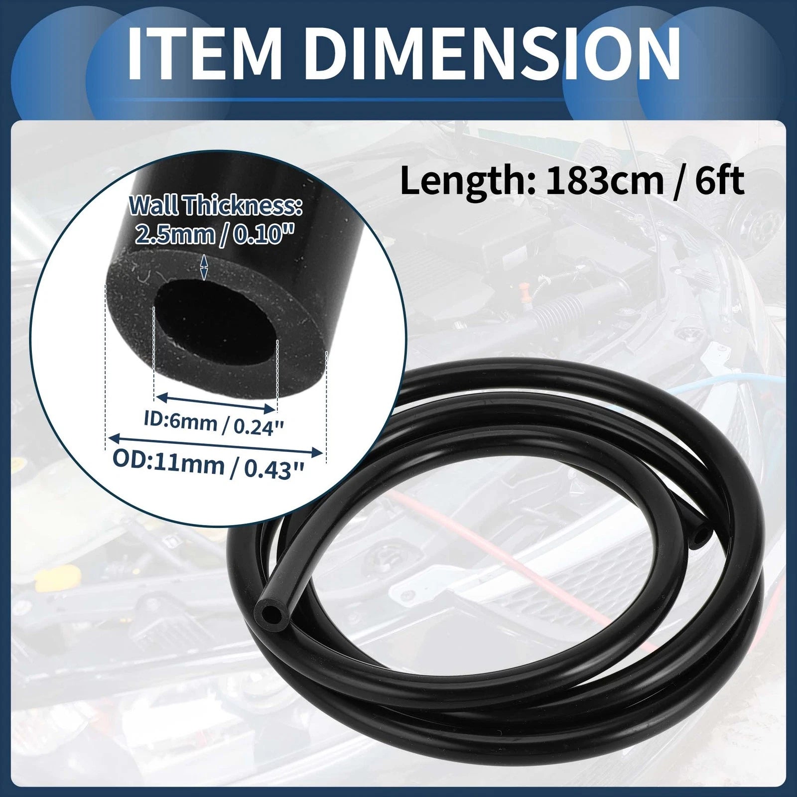 6FT 1/4" Silicone Vacuum Tubing Hose for Ford 