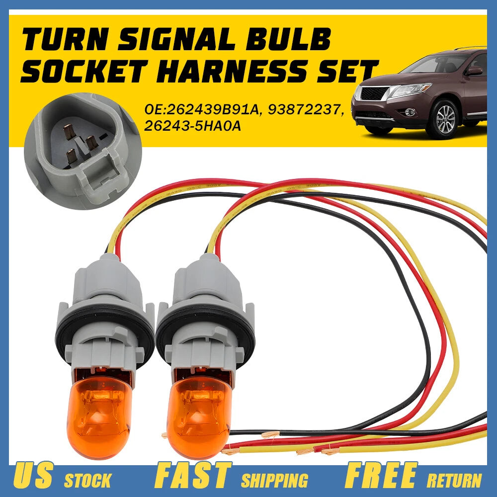 2X Turn Signal Bulb Socket Harness for Nissan Maxima (2016–2018) Armada (2017–2019)