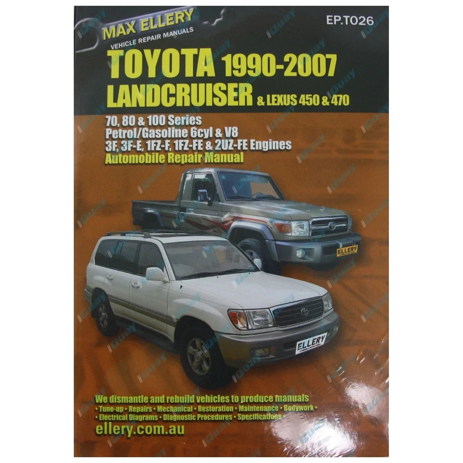 Workshop Repair Manual for Toyota Landcruiser 1990-2007 70 80 100 Series Book