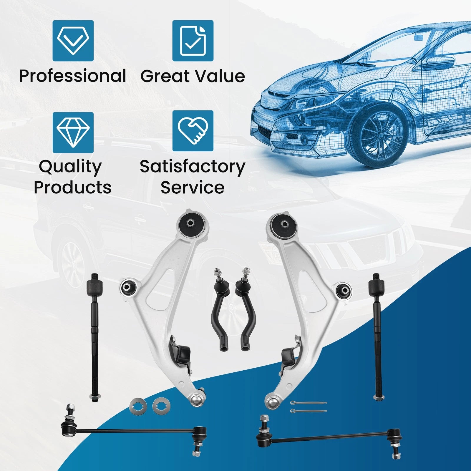 8PCS Front Lower Control Arms for Nissan Pathfinder Infiniti QX60 JX35 (2013–2019)