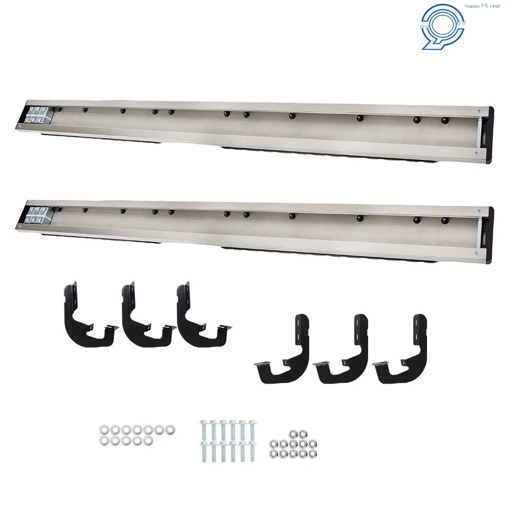 Set of 2 Silver Running Boards for Chevy Silverado 1500 Double Cab (2019-2024)