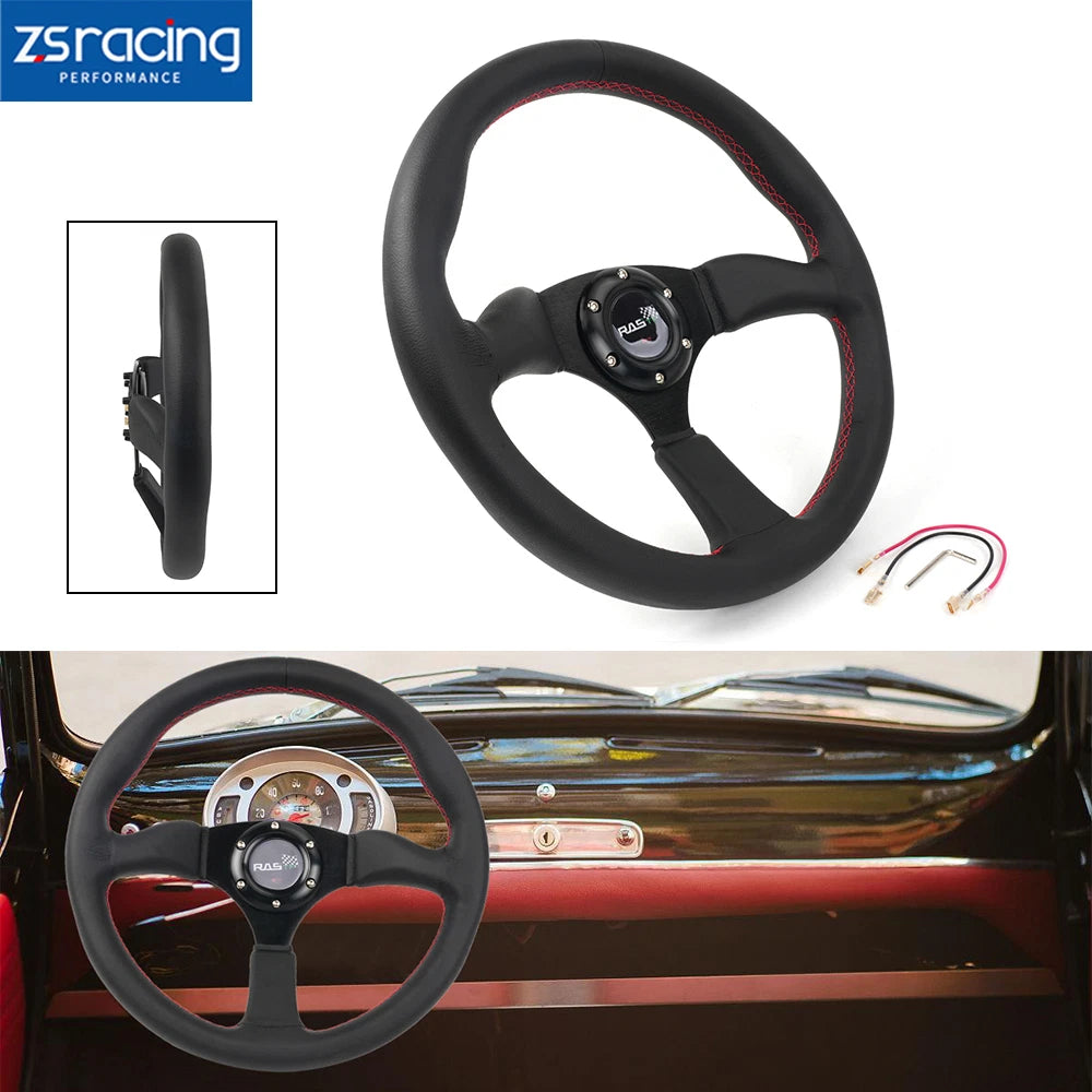 14-Inch Deep Dish Steering Wheel for Universal Fit (350mm)
