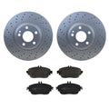 Hella Front Rotors & TRW Pro Low-Met Disc Brake Pads Kit for Benz CLA250 (2014–2019)