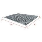 Outdoor Waterproof Carpet Rug 9x12FT Black Gray