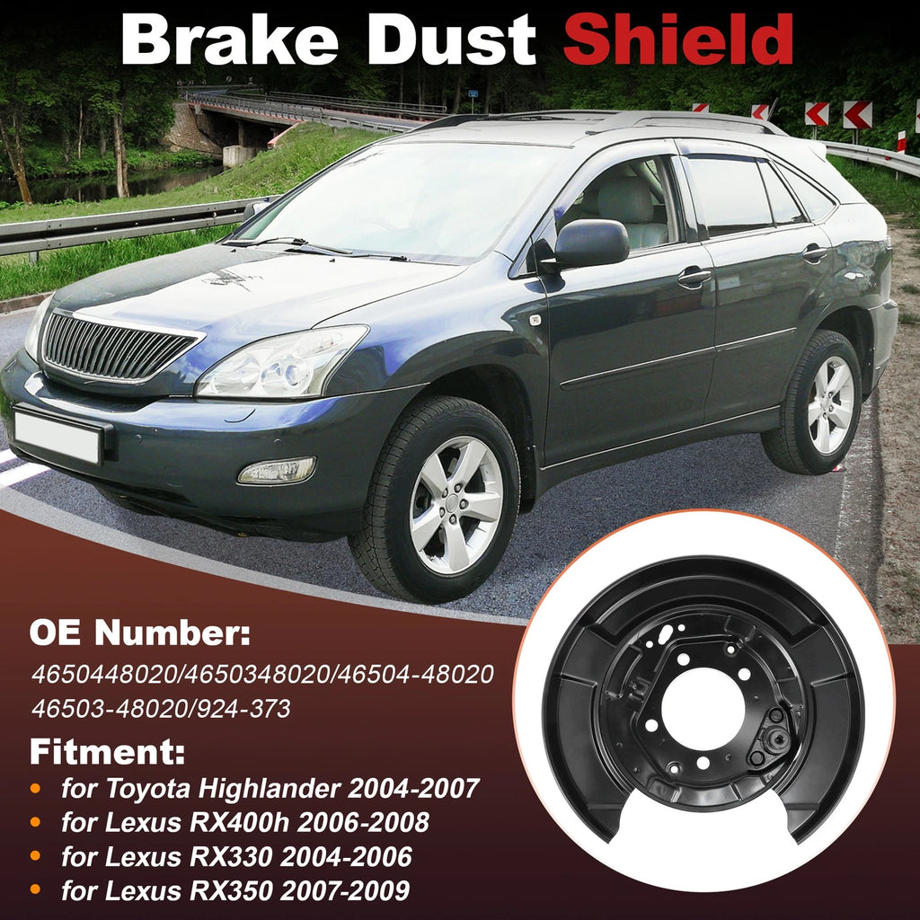 Rear Left Right Brake Dust Shield for Toyota Highlander, Lexus RX400h (2001–2007)