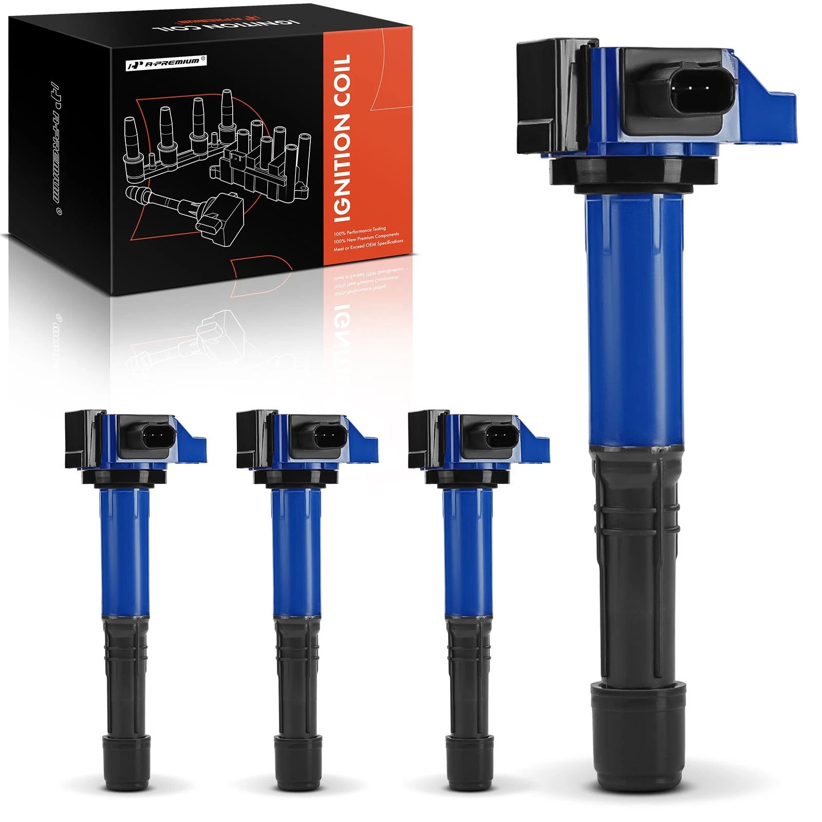 Set of 4 Blue Ignition Coils for Honda CR-V (2015–2019) Accord (2013–2017) Acura TLX ILX
