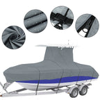 210D Heavy-Duty Boat Cover for Center Console Boats with T-Top (16-24FT)