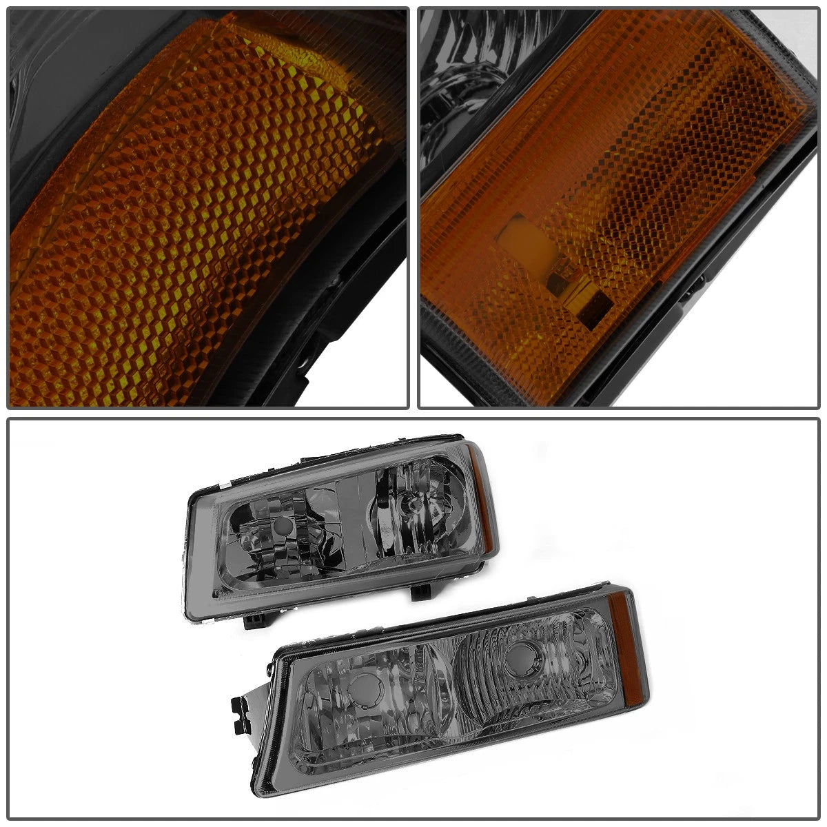 Smoked Corner Headlight Bumper Lamps for Chevy Silverado (2003–2006)