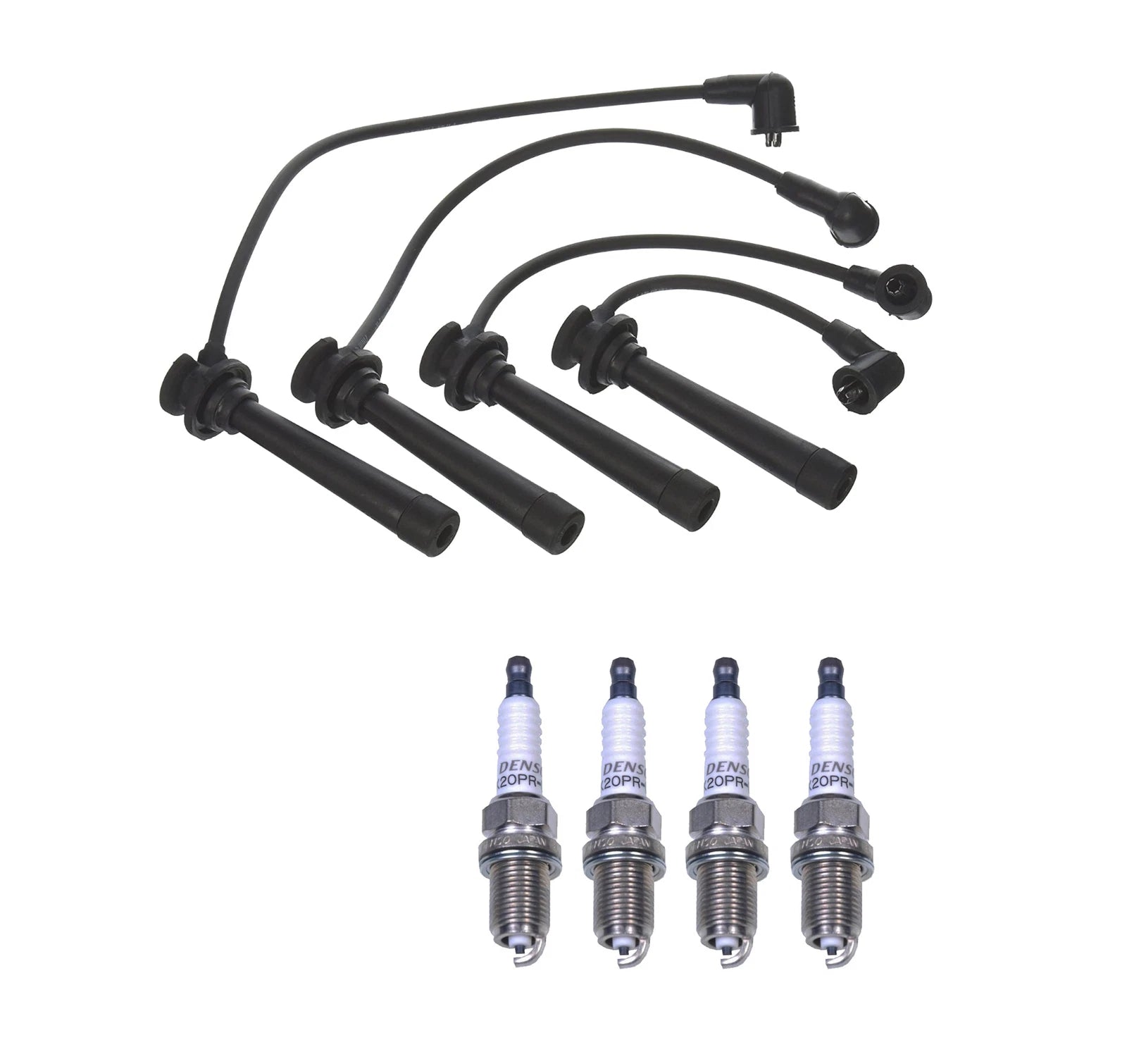 Denso 7mm Wire Set & 4 U-Groove Spark Plugs Kit for Kia Rio (2001–2011)