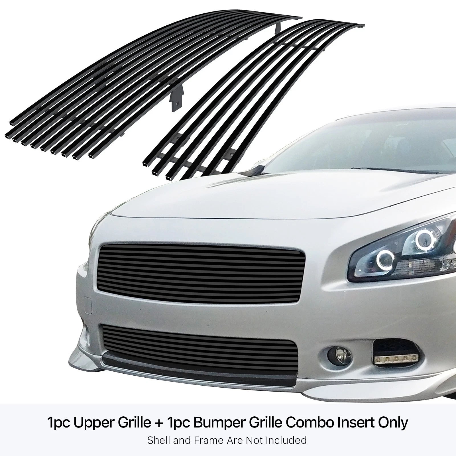 Stainless Black Billet Grille Insert Combo for Nissan Maxima (2009-2014)