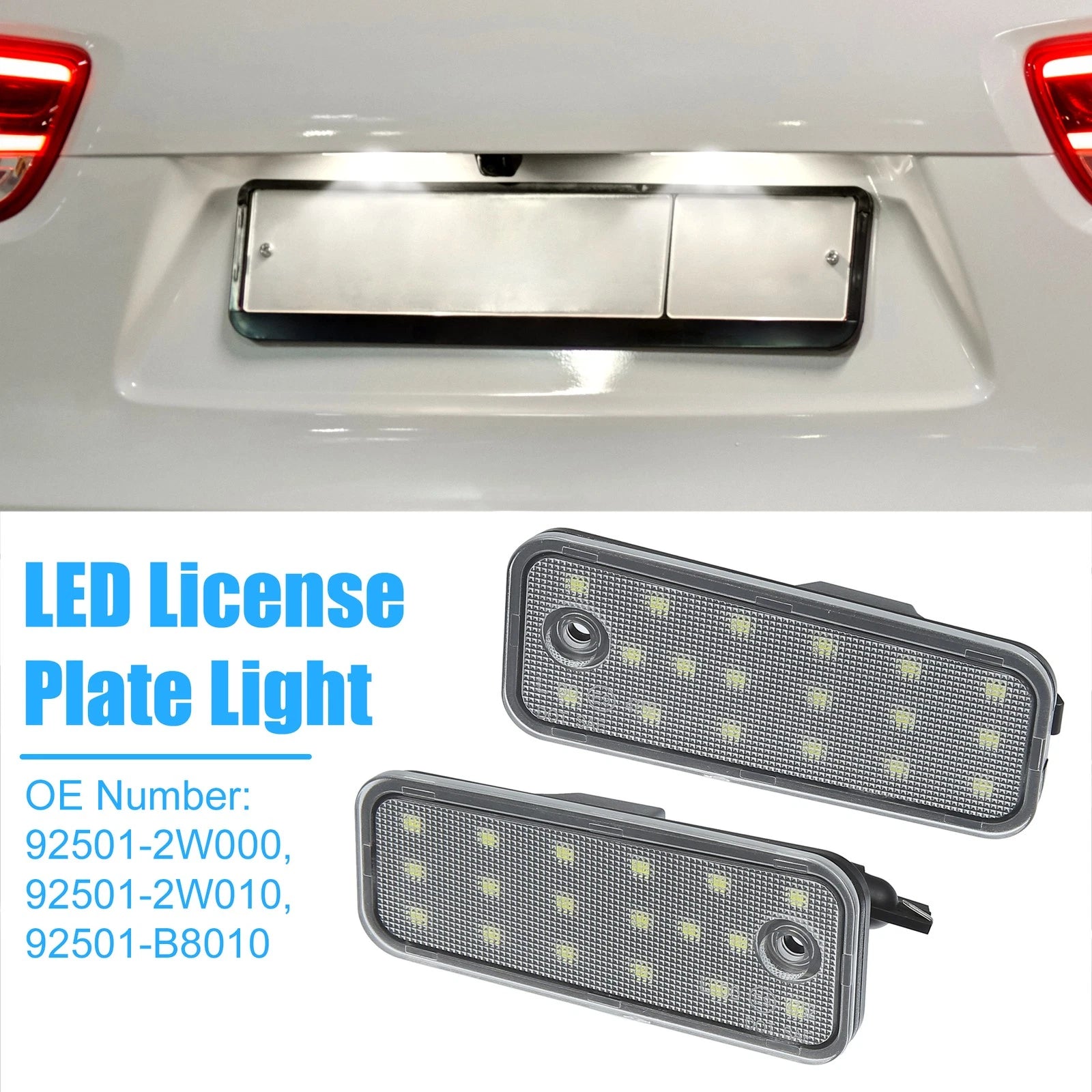 2X White LED License Plate Light No. 92501-2W000 for Hyundai Santa Fe (2013–2016)