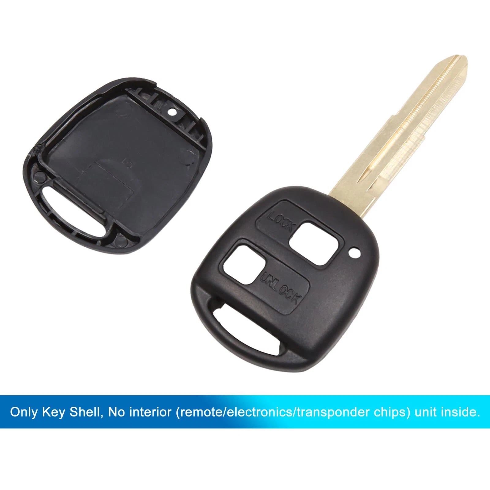 2X Key Fob Shell Case for Toyota Yaris Corolla RAV4 Prado (2000–2023) Black