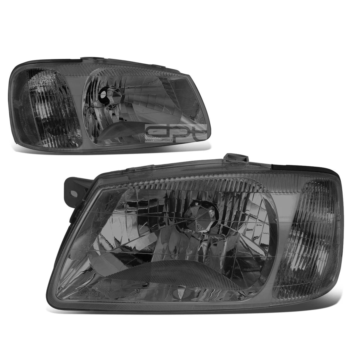 Pair of Smoked Housing Clear Corner Headlights for Hyundai Accent (2000–2002)