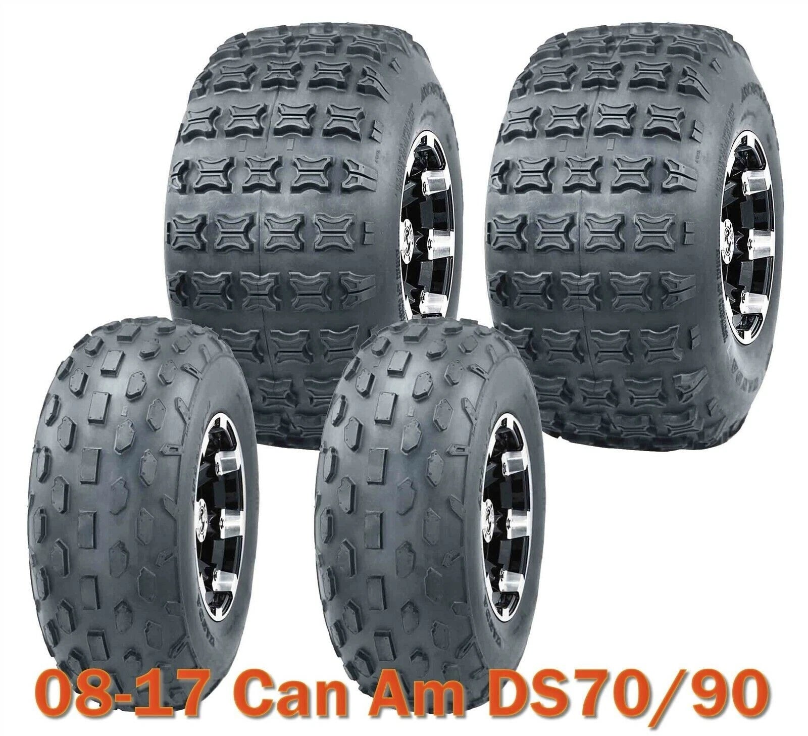 Set of 4 ATV Tires 19x7-8 & 18x9.5-8 for Can Am DS70/90 (2008–2017)