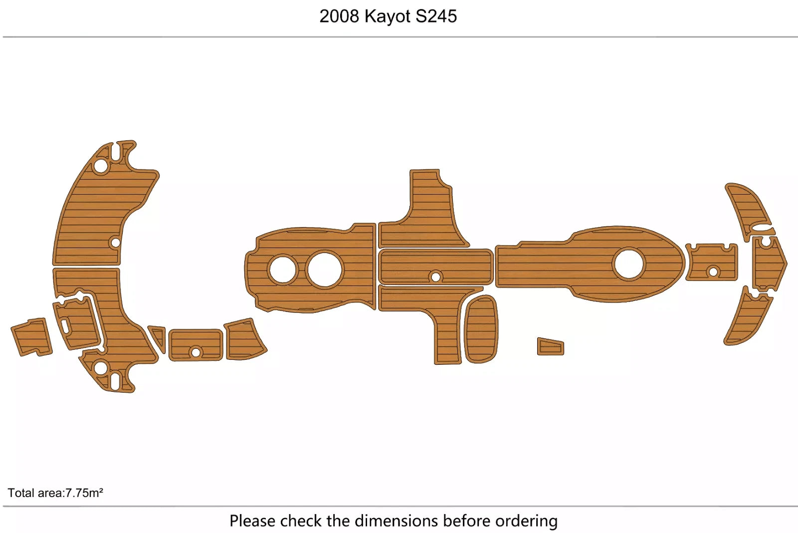 EVA Pad for Kayot S245 (2008) - Cockpit Swim Platform Teak Deck Floor