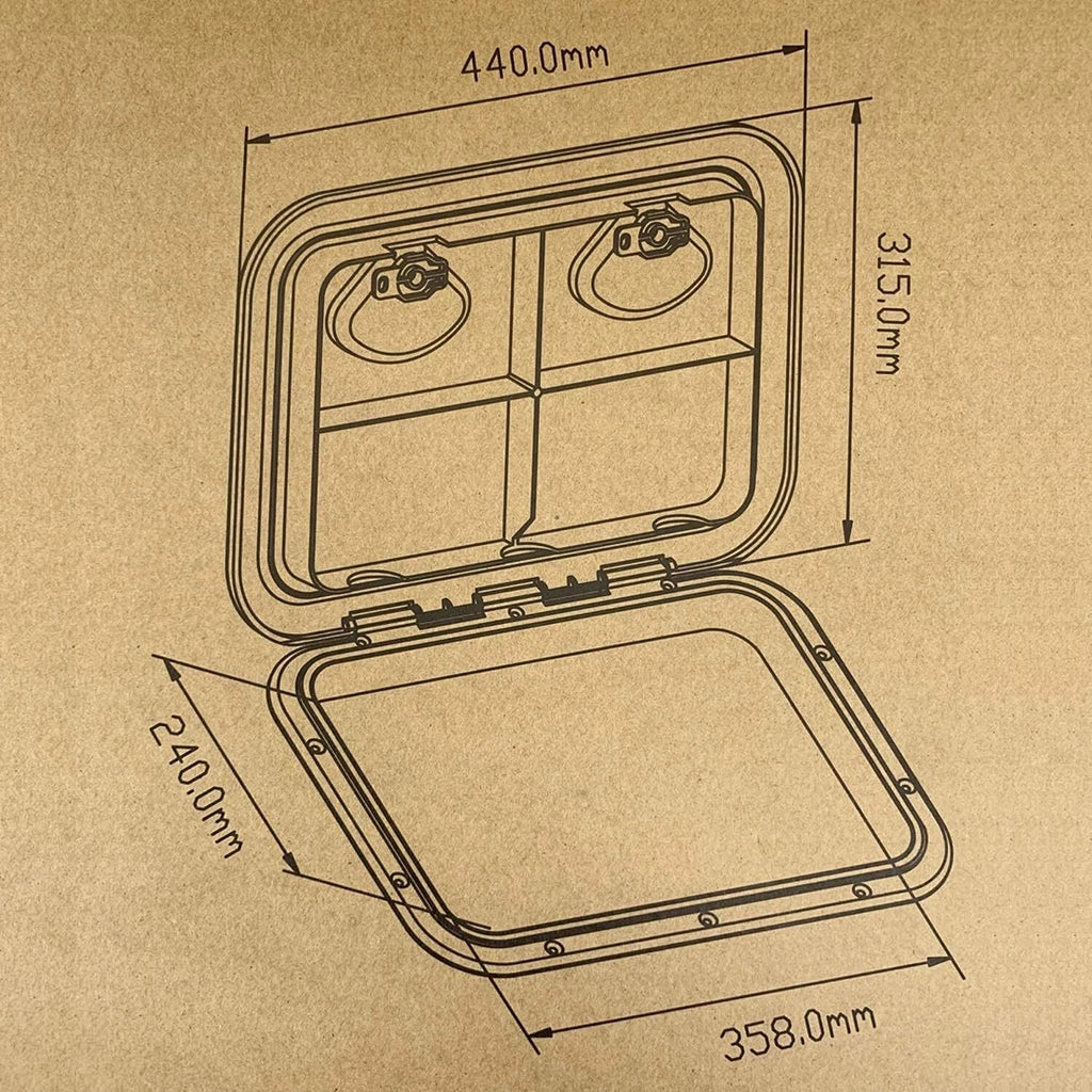 Rectangular Access Hatch for Marine Boat (17-1/4" x 12-3/8")