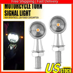 2X Chrome LED Turn Signal Lights for Harley Motorcycle