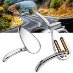 2X Chrome Rear View Side Mirrors with Amber LED Turn Signals (Universal)