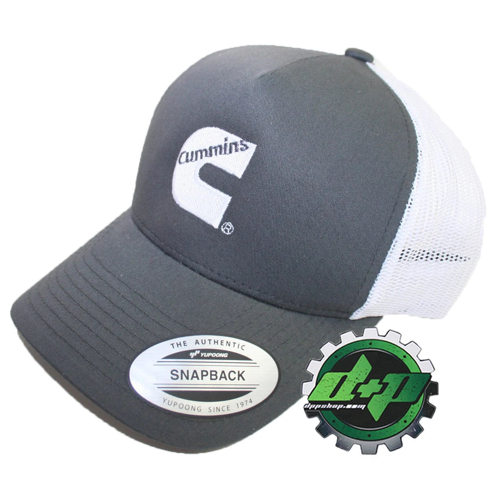 Cummins Truck Mesh Summer Hat Snapback Cap Gray White Logo