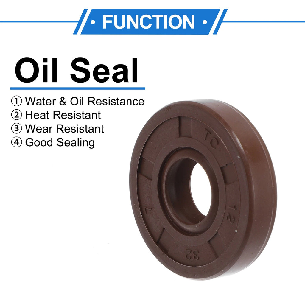 2X Oil Seal Rotary Shaft Seal FKM Rubber 12x32x7mm for Various Models 