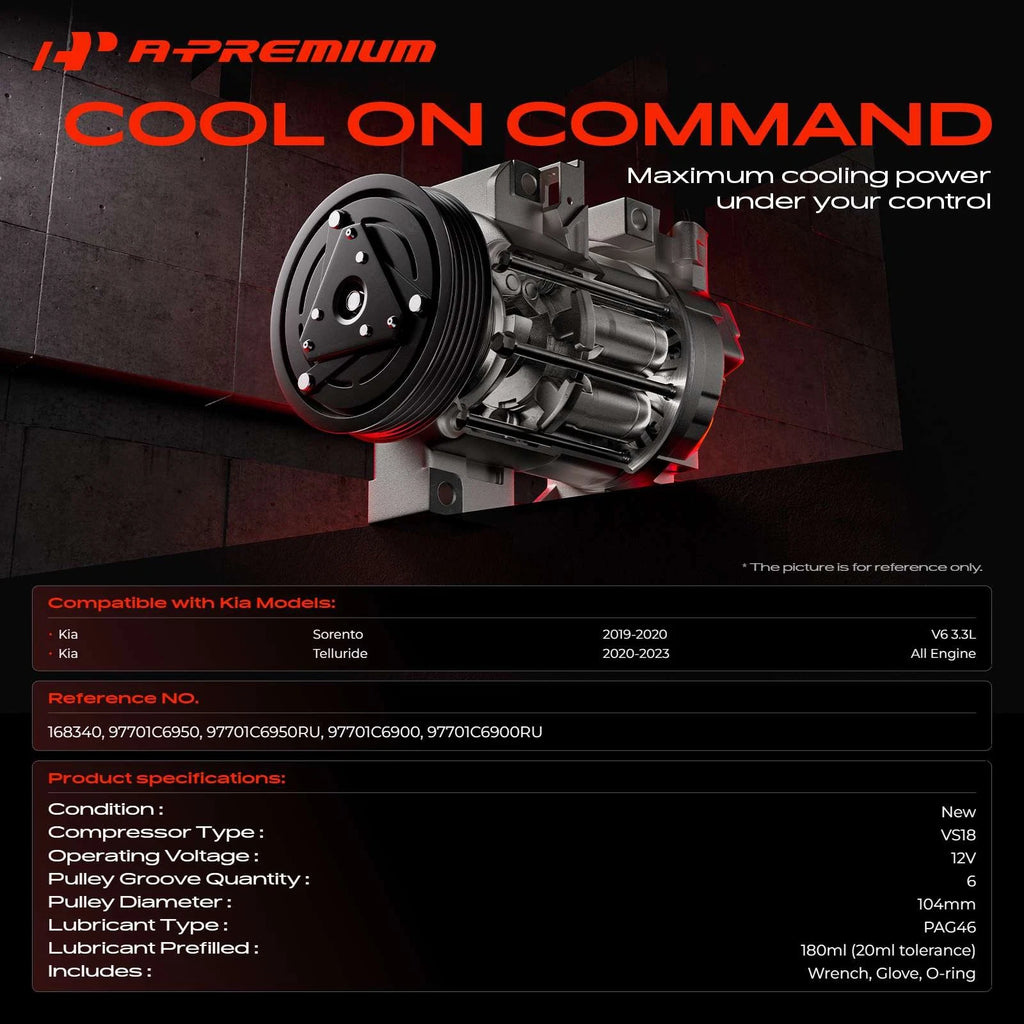AC Compressor with Clutch for Kia Sorento, Telluride (2019–2024)