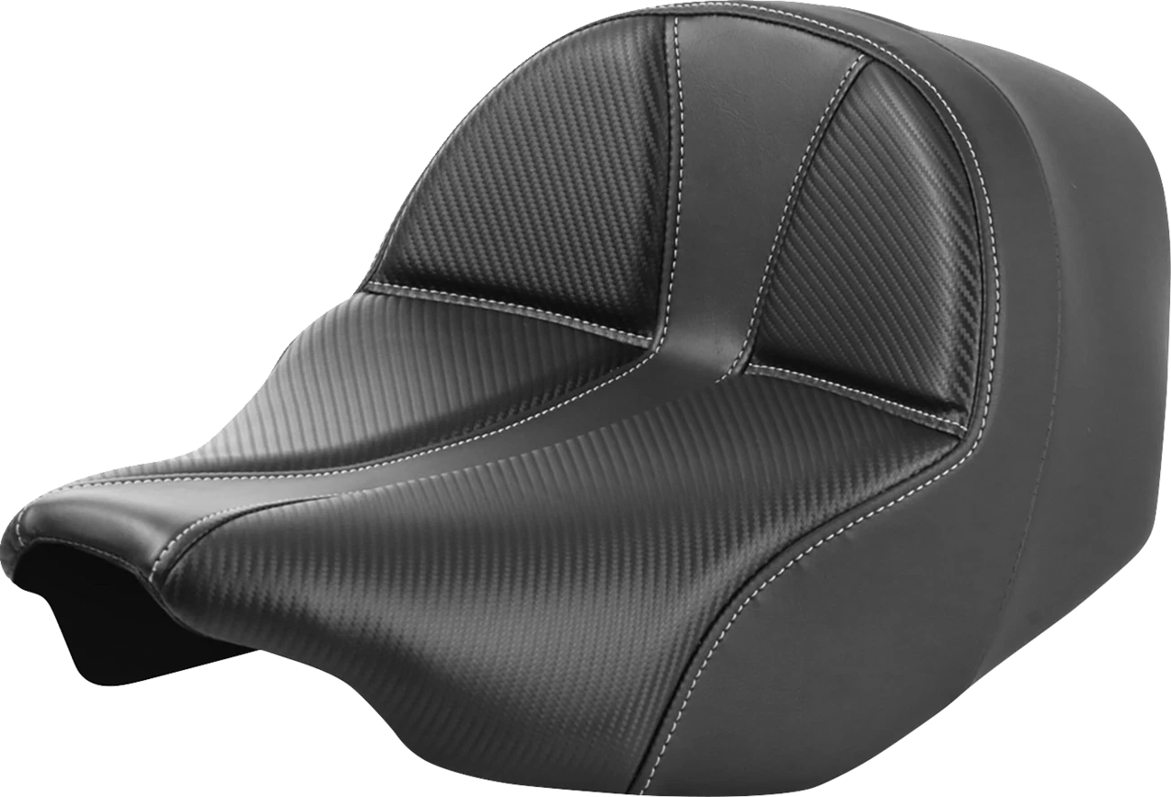 SADDLEMEN Dominator Solo Seat for FLT/FLH (2023–2024) Carbon Fiber Silver Stitch