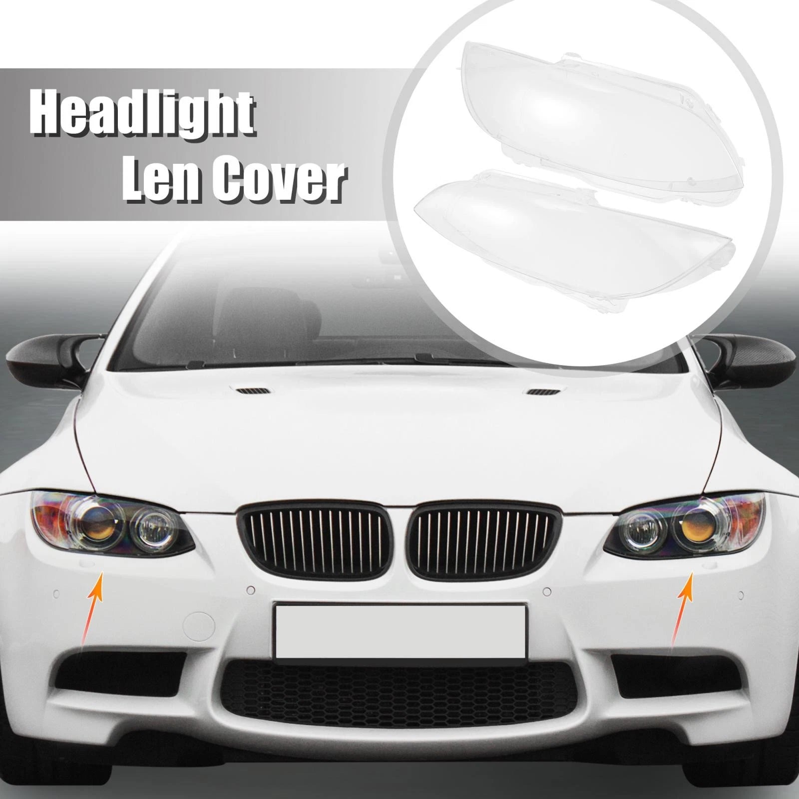 1 Pair Headlight Lens Cover for BMW M3 (2008–2013) 63117182517