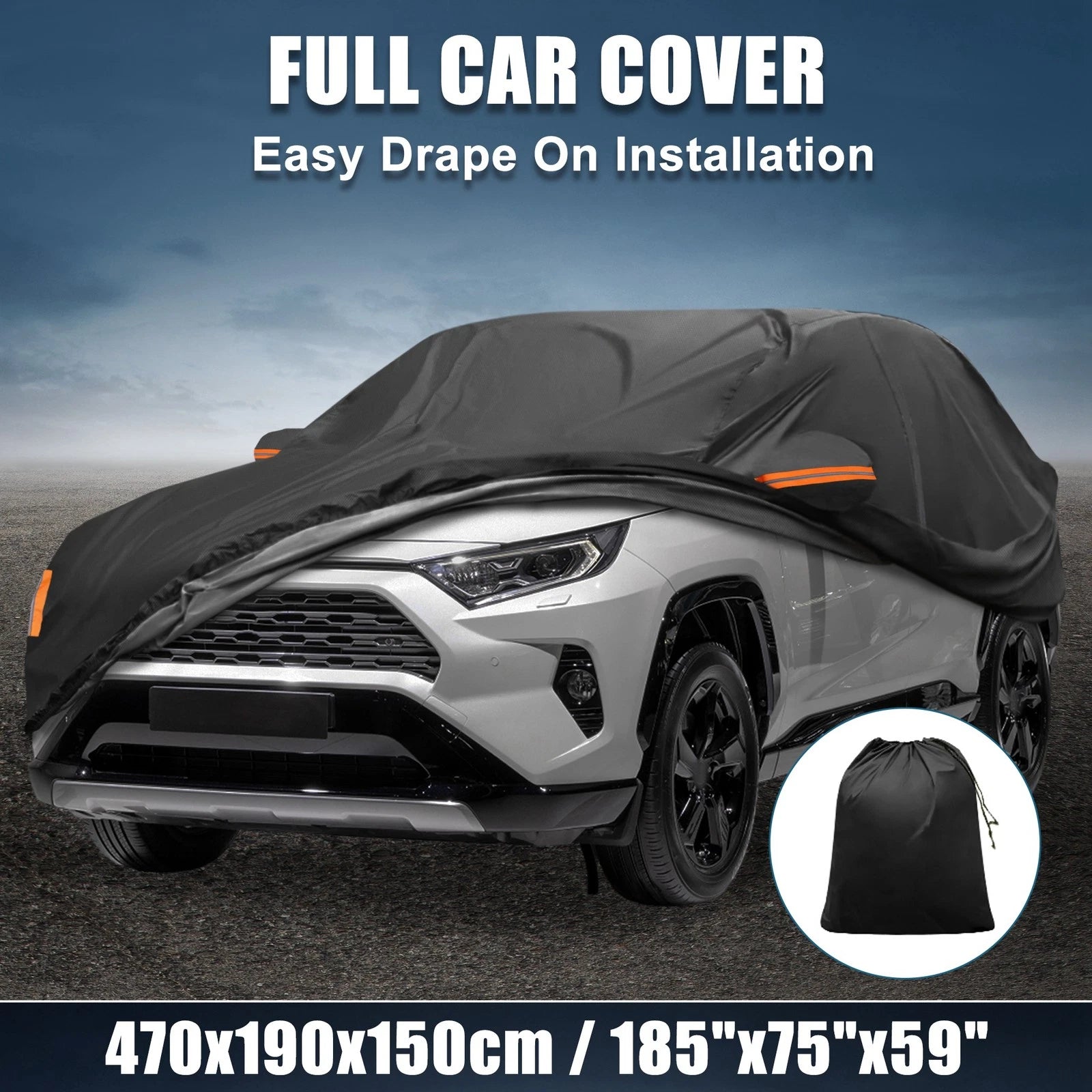 Waterproof Car Cover for Toyota RAV4 (2012–2022) 210D-PU Oxford with Zipper