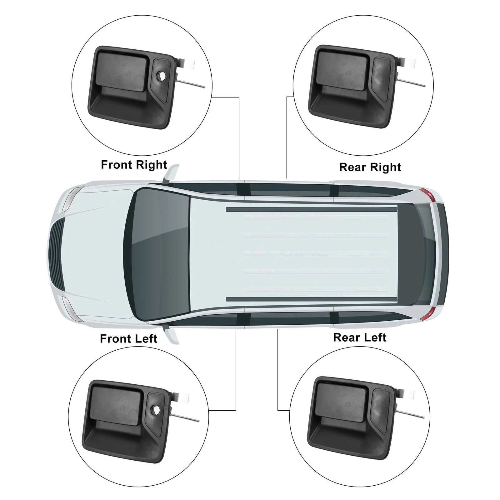 Set of 4 Exterior Door Handles for Ford Excursion (2000–2005) Black