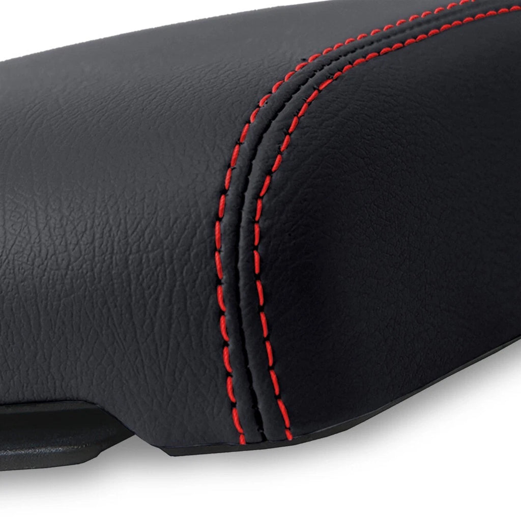 Leather Console Armrest Cover for Chevrolet Colorado (1995–2005) Red Stitch