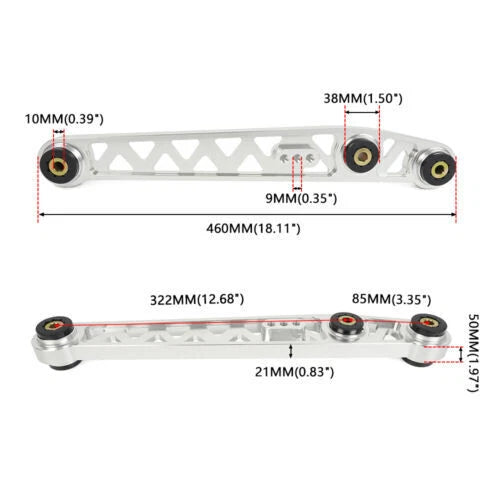 Billet Rear Lower Control Arm + Subframe Brace for Honda Civic EK (1996–2000)