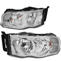 Set of 4 Chrome Housing Clear Lens Headlight, Signal Lamp, LED Fog Light for Ram (2002–2005)