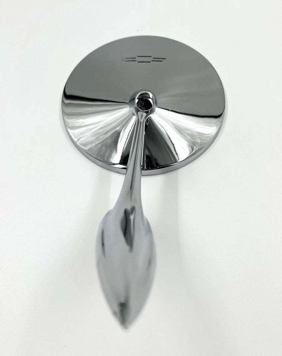 Rear View Side Mirror Chrome Round Bowtie for Chevy Full Size 1963–1964