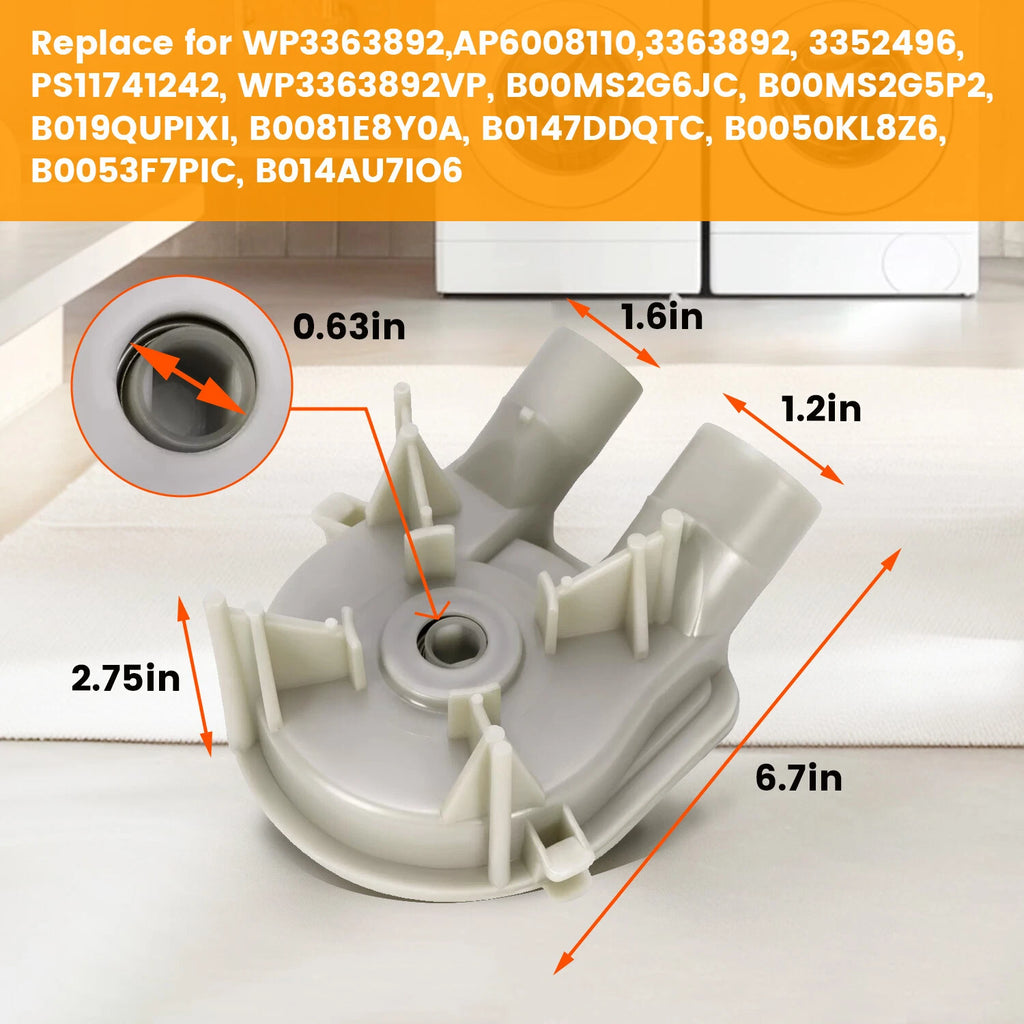 Washer Drain Pump for Whirlpool Kenmore KitchenAid (WP3363394, WP3363892)
