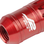Set of 16 J2 7075 Forged Aluminum M12x1.25 Open-End Lug Nuts w/4 Lock+Key Red for