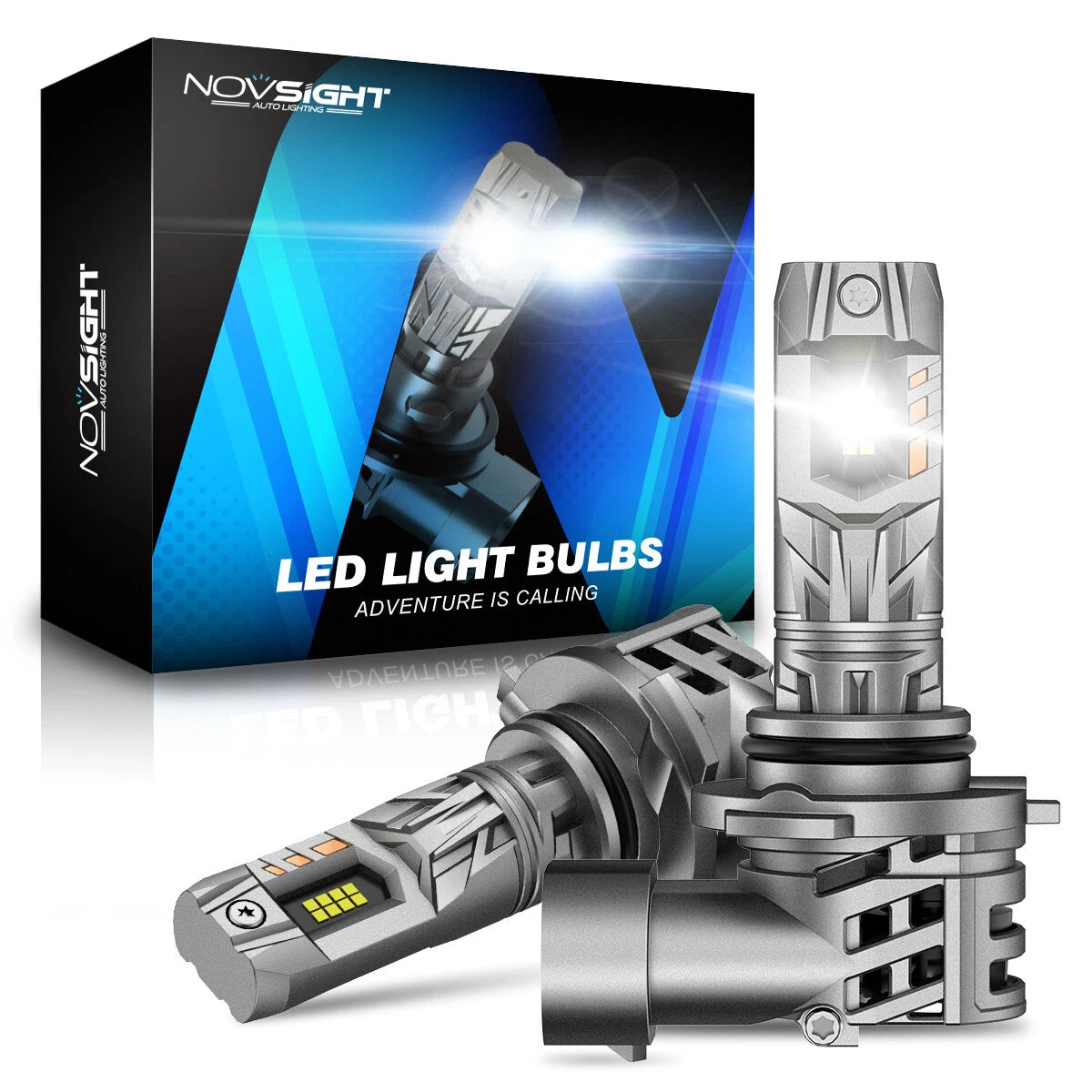 2X NOVSIGHT 9006 HB4 LED Headlight Bulbs for High/Low Beam (1:1)