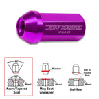 20Pc M12X1.25 Purple JDM Closed End Cone Hex Wheel Lug Nuts + Extension 25mmx50mm