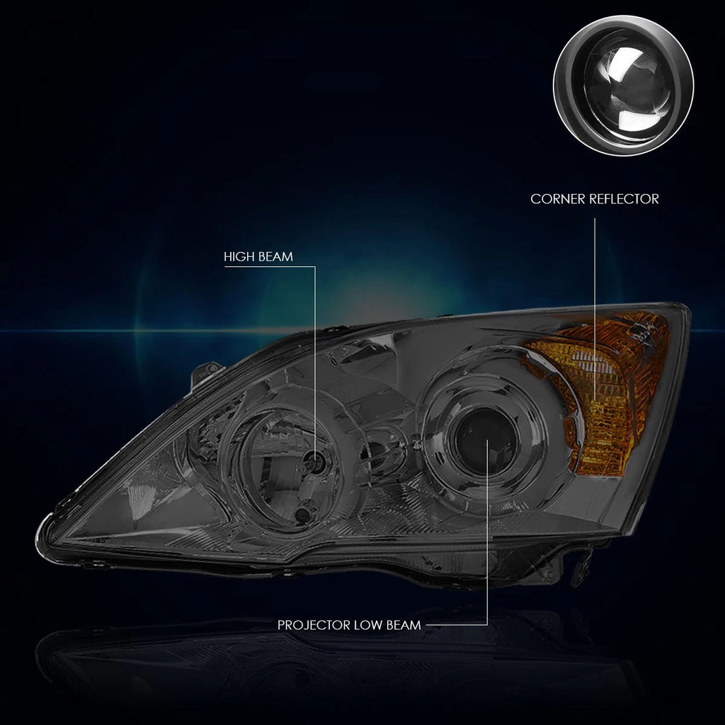 Projector Headlight for Honda CR-V (2007–2011) Smoked Lens Amber Corner