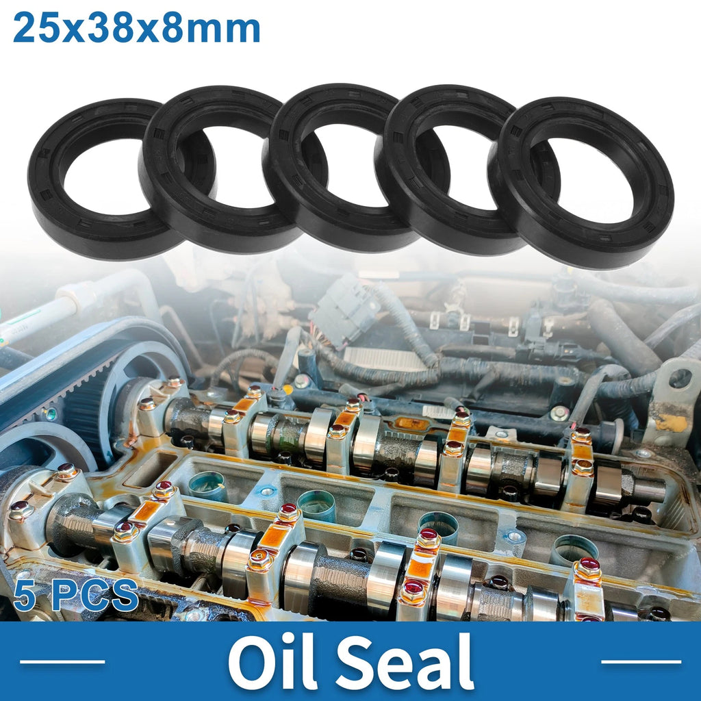 Set of 5 Oil Seal Rotary Shaft Seal Nitrile Rubber 25x38x8mm