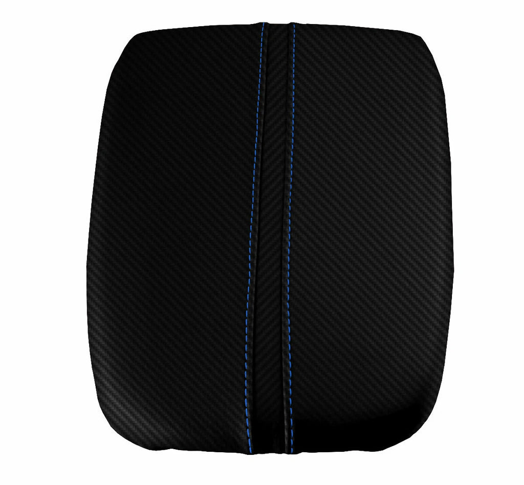 Console Lid Armrest Cover for Acura TLX (2015–2020) Carbon Fiber Blue Stitch
