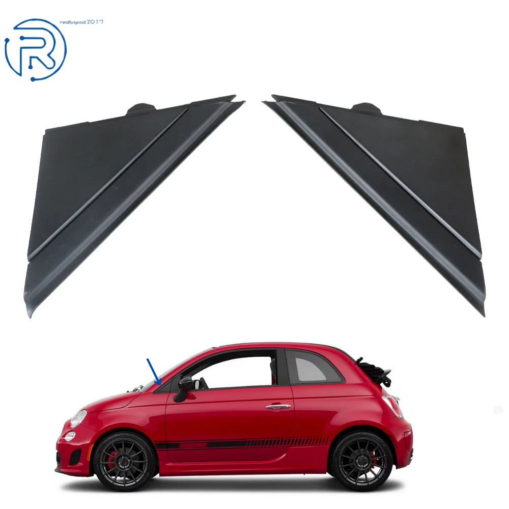 Set of 2 Reverse Mirror Triangle Panels for Fiat 500 (2012–2019) Black