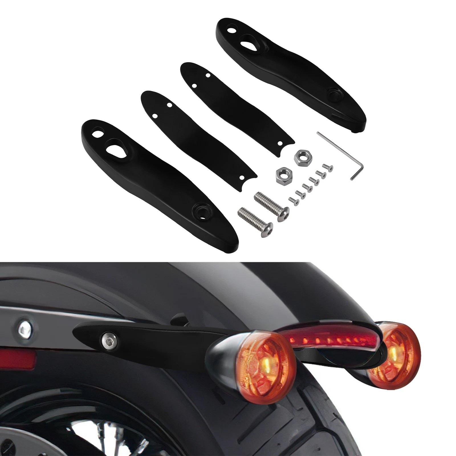 Turn Signal Extension License Plate for Harley Heritage Softail Fat Boy (2000–Up)