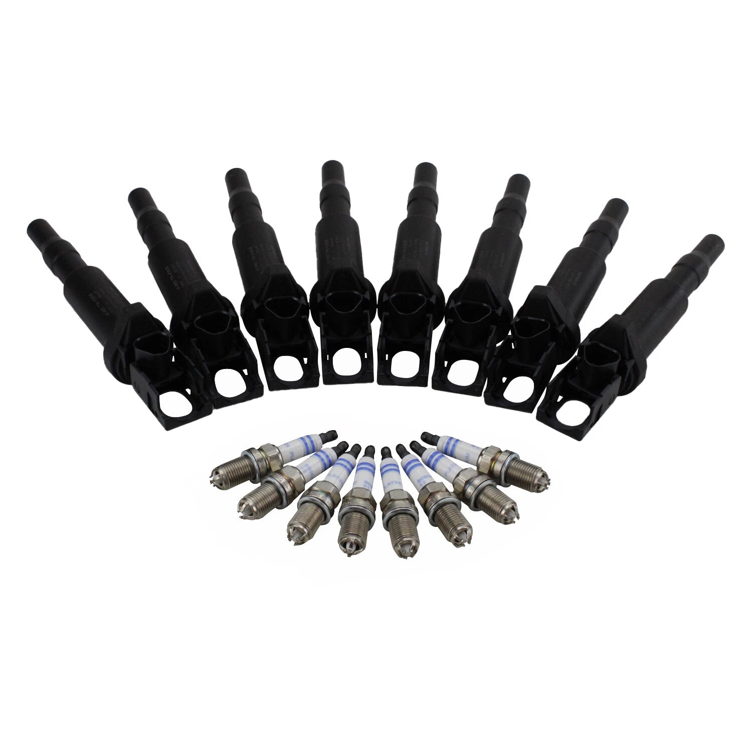 Set of 8 Ignition Coils & Spark Plugs for BMW E60 E65 (2001–2010)