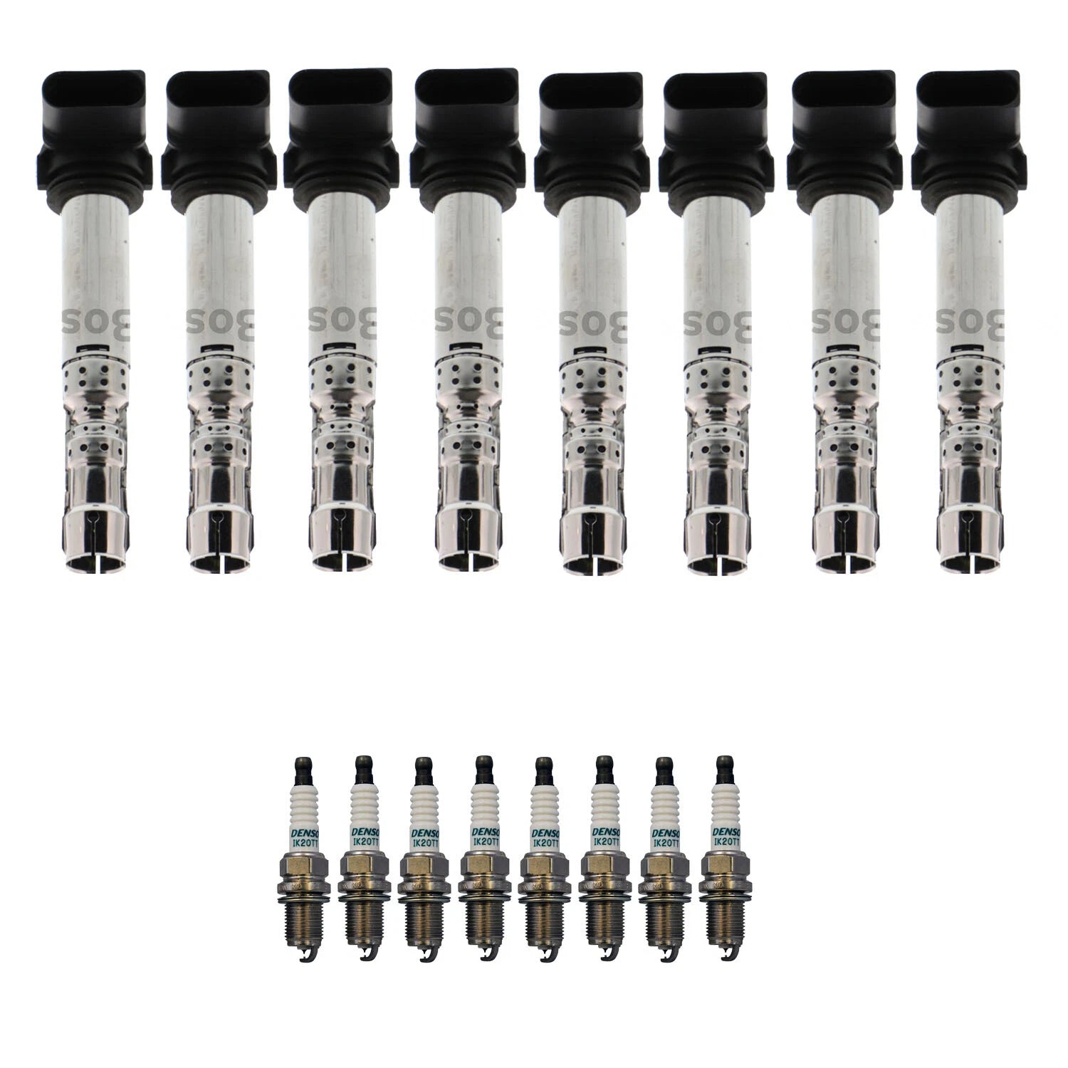 Set of 8 Ignition Coils & Iridium TT Spark Plugs for Passat Q7 E53 V8 W8