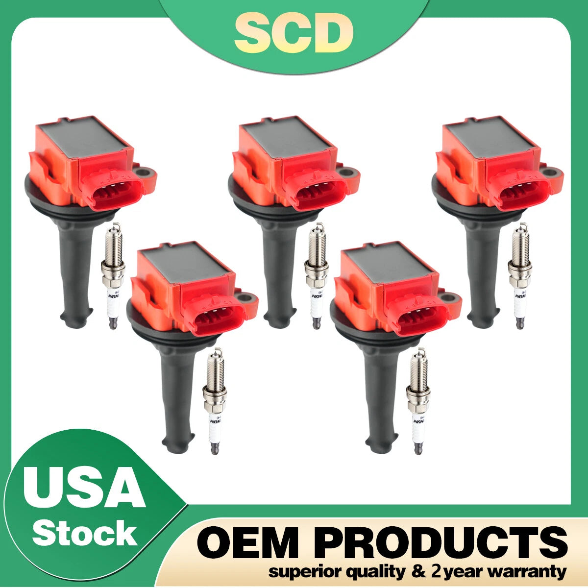 5X Ignition Coils & Spark Plugs for Volvo S40 S60 V50 V70 C30 (2004–2016) UF517